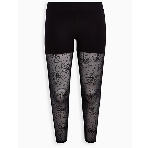 TORRID NWT PREMIUM LEGGING - FLOCKED MESH WEB BLACK - Halloween - Picture 3 of 7